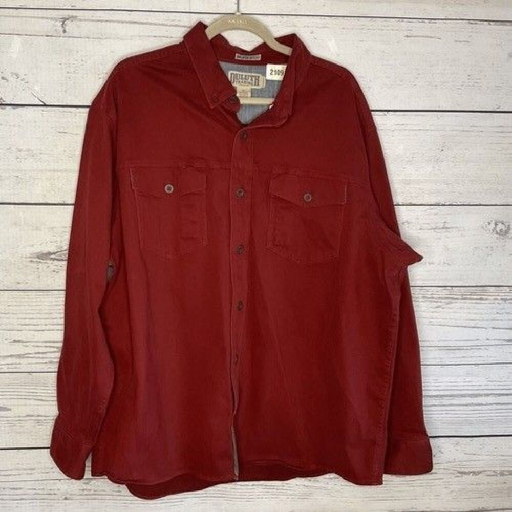 Duluth Trading Co Untucked Long Sleeve Button Up Relaxed‎ Fit Shirt Men Size XL